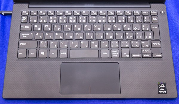 New XPS 13 Graphic Proのキーボード。キーピッチは幅19mmで縦18mm