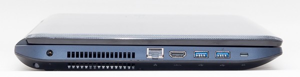 右側面は電源コネクターと1000BASE-T対応有線LAN端子、HDMI端子、USB3.0端子×2を搭載