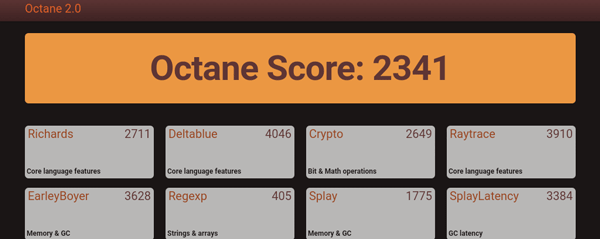 「Goole Octane 2.0」ベンチマーク結果