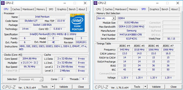 Pentium 4405Uの詳細情報