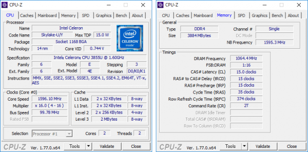 CPU-Z詳細情報