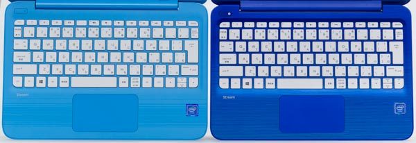 新旧モデルのキーボードを比較。キーピッチが0.2mm変わっていますが、見た目や使用感に違いはあまりありません