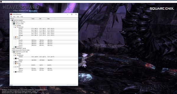 FF14ベンチ実行中のCPUとGPUの温度　※クリックで拡大