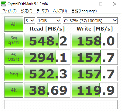 CrystalDiskMarkベンチマーク結果