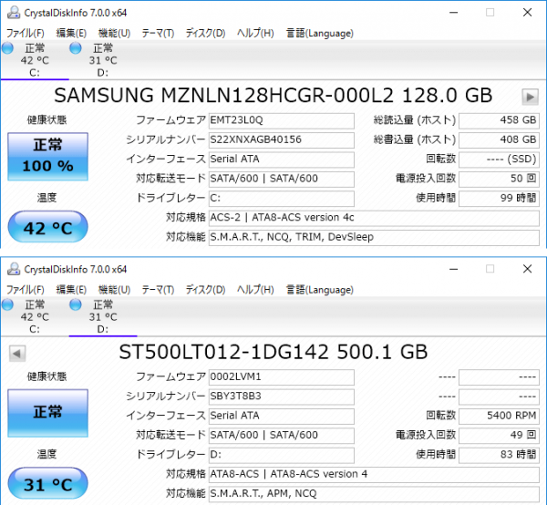 試用機で使われていたストレージの詳細情報　※クリックで拡大