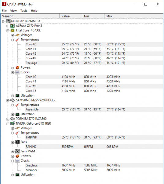 FF14ベンチを1時間ループ実行したときのCPU／GPUの詳細情報