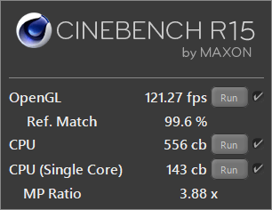 「CINEBENCH R15」ベンチマーク結果