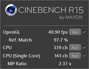 dynabook VZ72/BのCINEBENCH R15ベンチマーク結果