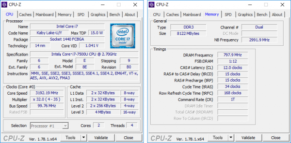 Core i7-7500Uの詳細情報