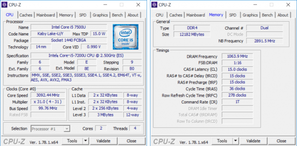 Core i5-7200Uの詳細情報