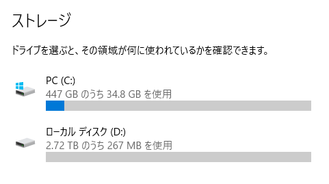 ストレージの空き容量