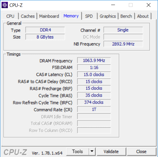 CPU-Zのメモリー詳細情報