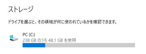 Cドライブの使用状況