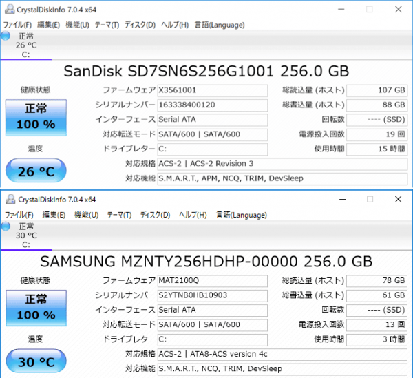 実機で使われていたSSD