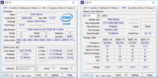 CPUとメモリーの詳細情報