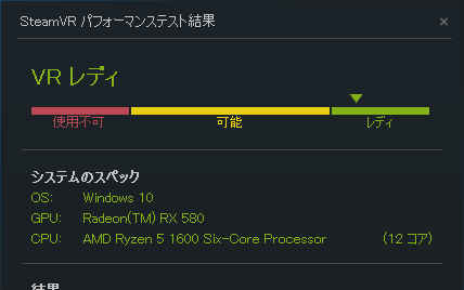 SteamVRパフォーマンステスト