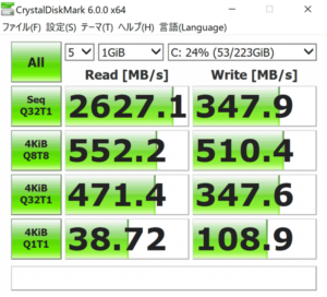 ALIENWARE M17 SSDの速度