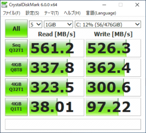 GALLERIA XF SSDのアクセス速度