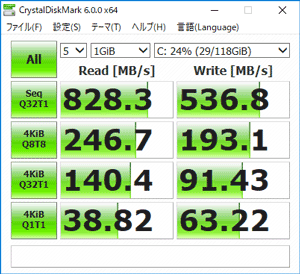 Ideapad S130 (11) SSDのアクセス速度