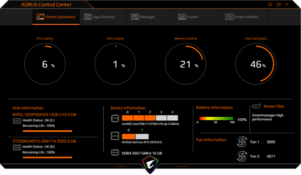 AORUS 15 ユーティリティー