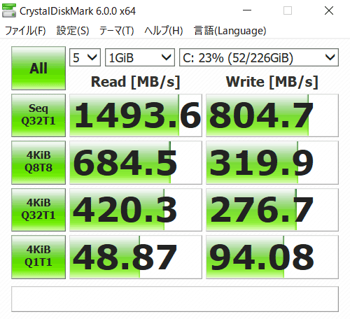 Vostro 15 3583 ストレージのアクセス速度