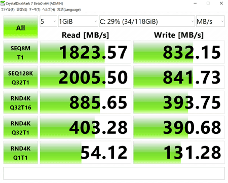 Surface Pro 7 アクセス速度