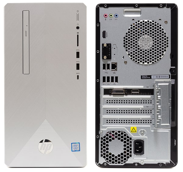 HP Pavilion Desktop 595 前面と背面