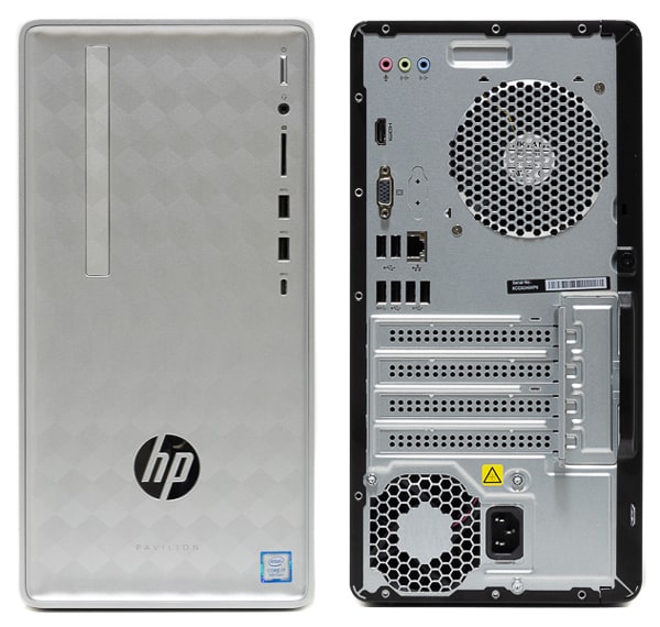 HP Pavilion Desktop 590 前面と背面