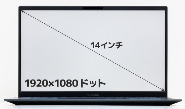 ASUS ZenBook 14 UM425IA 画面サイズ