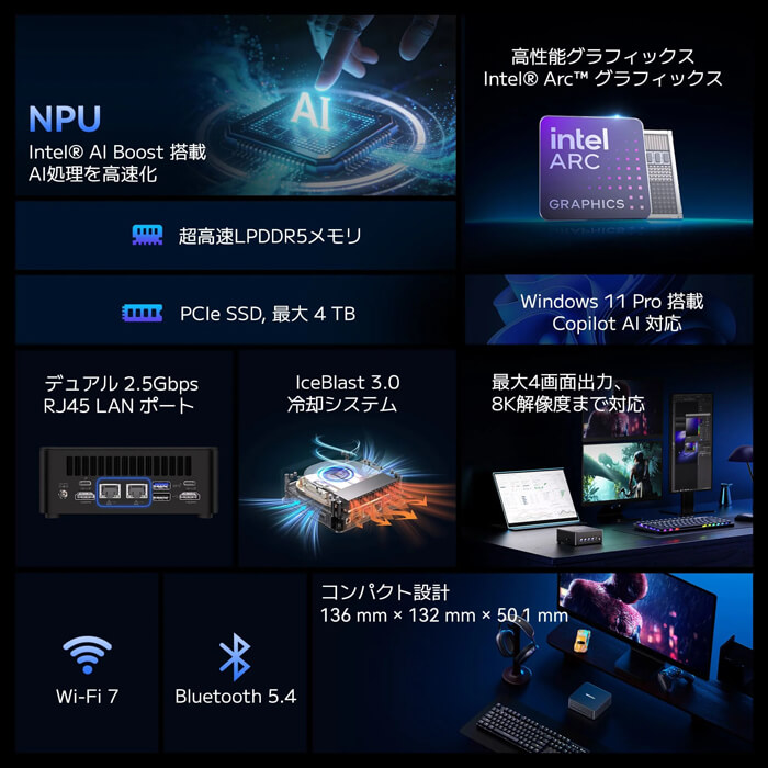 GEEKOM AI PC IT13 MAX発売：Core Ultra 9 185H搭載ミニPC