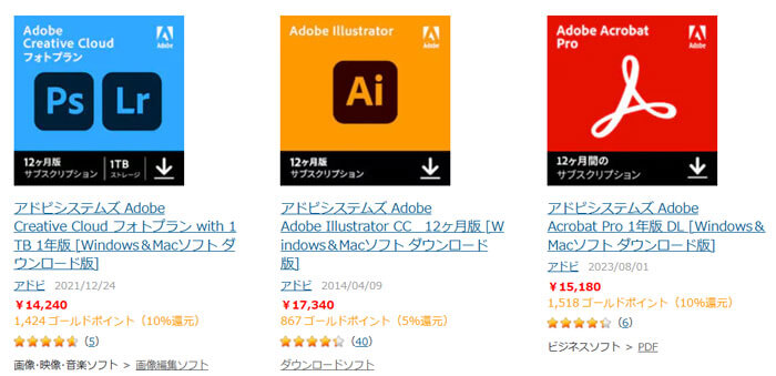 アドビCreative Cloud PRO12ヵ月版が実質4万6332円