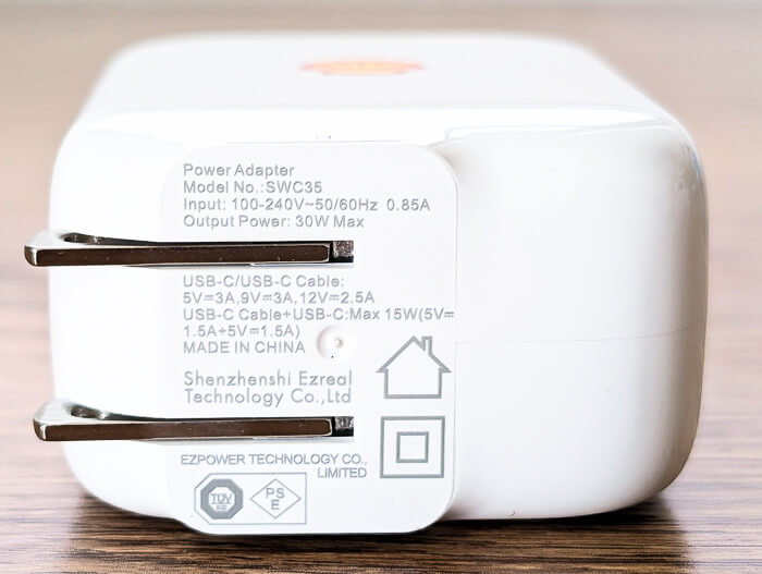 Shell 30W 充電器 Type-C 2ポート 巻き取り式ケーブル70cm（SWC35）